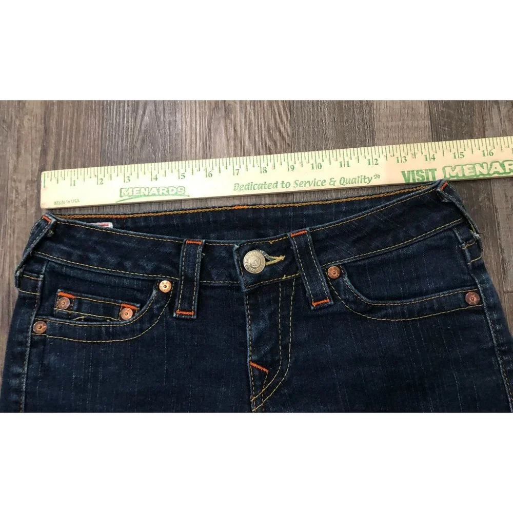 True Religion Womens Size 28 Waist Dark Wash Denim Blue Jeans - Picture 5 of 6